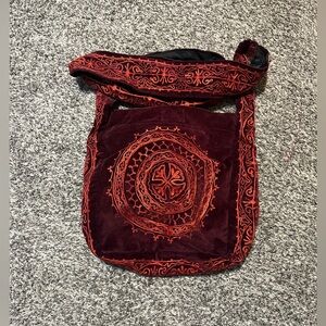 Kathmandu Imports BOHO Embroidered Red Crossbody Bag